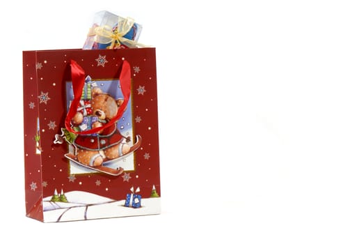 Christmas gift bag isolated on white background