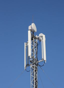 Aerial mobile communication against the blue sky