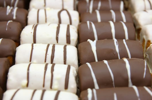 Round mini chocolate pie with strips from above