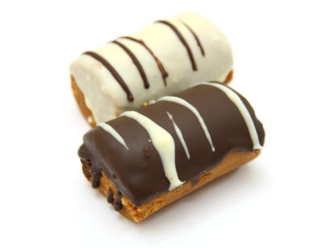 Round mini chocolate pie with strips from above