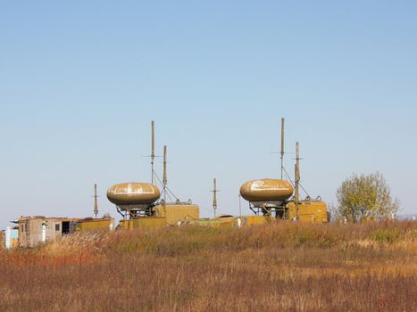 The military round aerial for navigation of planes and helicopters in airdromes