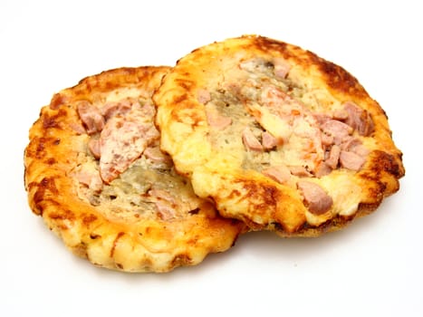 Small pizza and Italian cuisine. On a white background