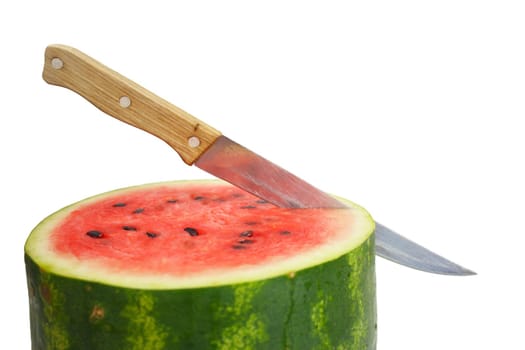 Sweet sliced watermelon with dry stem cut food