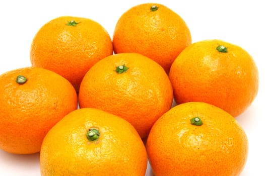 Group a tangerine lie it is isolated on a white background