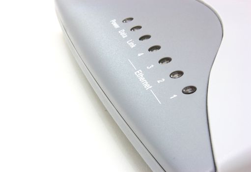 Modem. Close-up. Isolated on a white background.