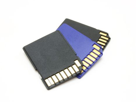 Secure Digital memory cards on white background