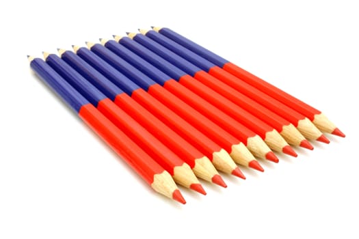 Colour pencils isolated on white background close up