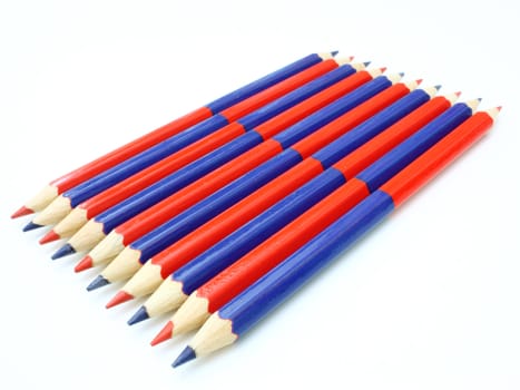 Colour pencils isolated on white background close up