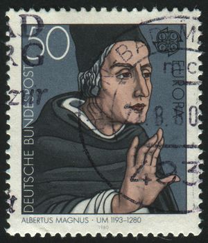 GERMANY  - CIRCA 1980: stamp printed by Germany, shows portrait Albertus Magnus, circa 1980.