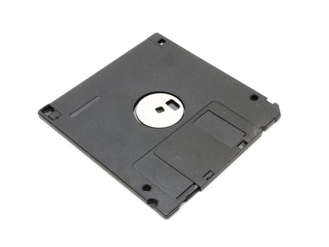 Old a diskette of black color on a white background