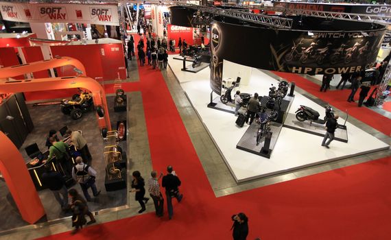 Motolive exhibition area at EICMA, International Motorcycle Exhibition in Milan, Italy.