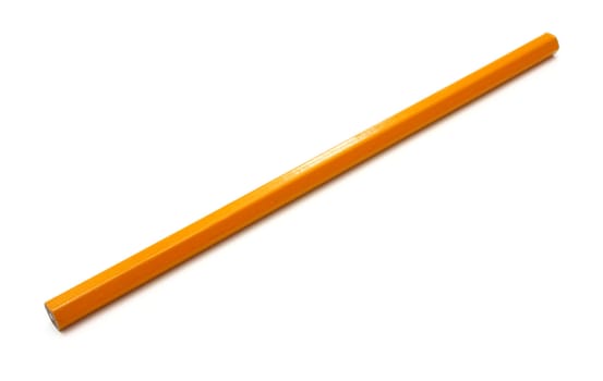 The yellow ground pencil lies is isolated on a snow-white background
