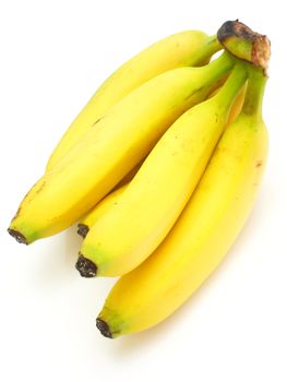 Yellow bananas apples and pears a still-life on a white background