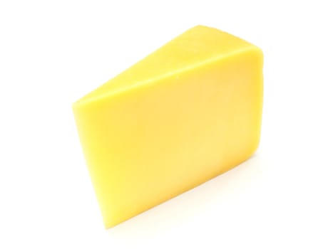 A piece of Swiss cheese isolated on white yellow delicatessen;