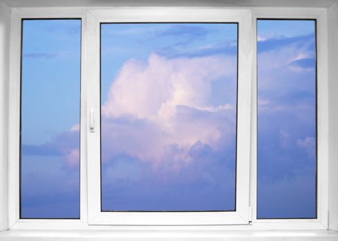 Sky seen through an white window