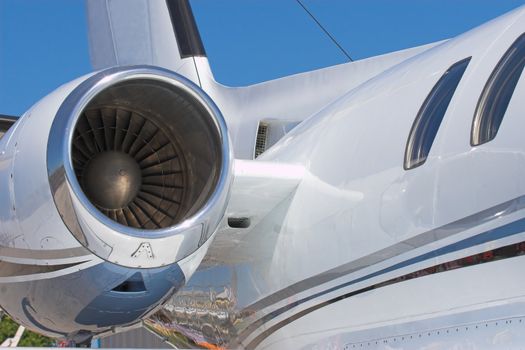 Close up shot of a jet engine