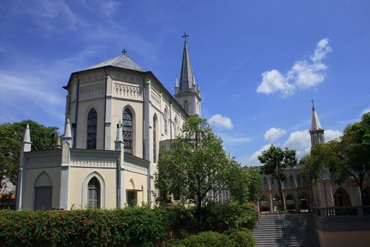 Chijmes in Singapore, a famous British colonial style cathedral church. 