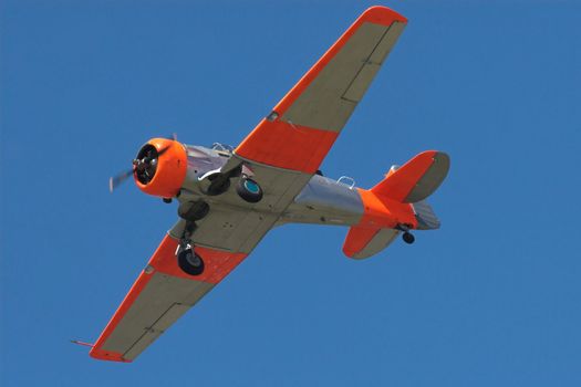 Aireal shot of a harvard training aircraft