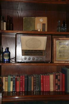 an old fashioned book shelf