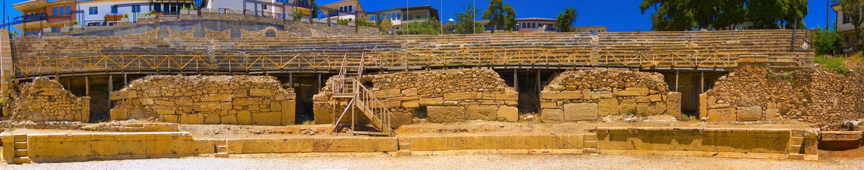 Ancient stone amphitheater, panorama in touristic destination Ohrid