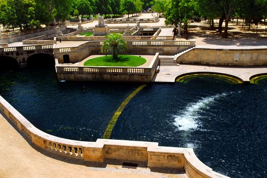 Park Jardin de la Fontaine in city of Nimes in southern France