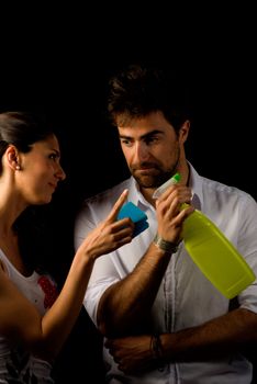 Woman telling her partner to share the chores