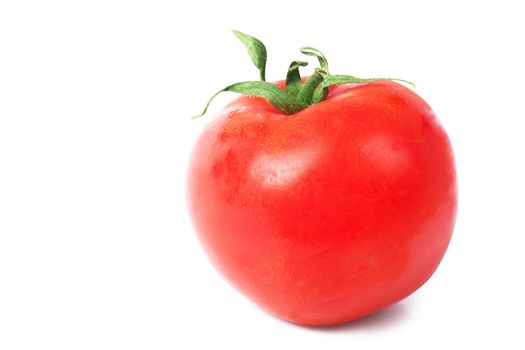 Closeup view of single tomato isolated on the white