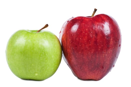 Two apples (red and green) isolated over white background