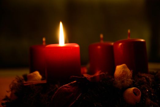 Candles burning on advent wreath