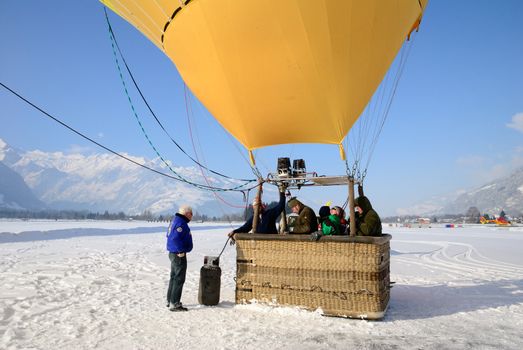 ZELL AM SEE, AUSTRIA - JAN 26: BP Gas Balloon Trophy 2010. 47 Balloon pilotes of seven nations starting for the international balloon trophy on January 26 2010 in Zell am See, Austria.