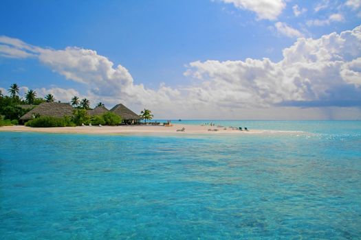 White beach and turquoise water on Meeru Island, Maldives