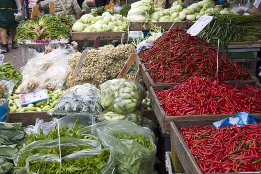 Vegetables on market stall