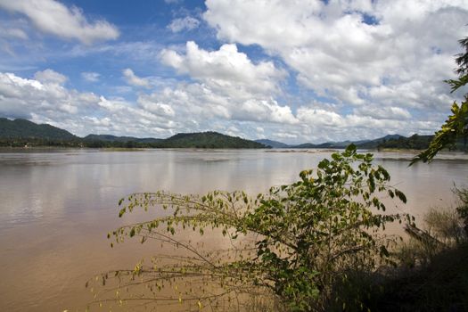 View across the river Mekhong to Laos from Thailand