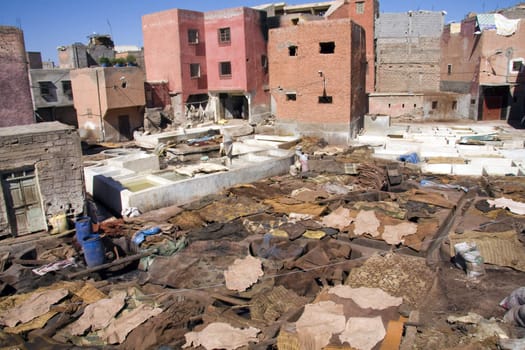 View over tannery, Marrakech, Morocco