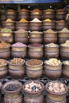 Pots of herbs and spices,  Marrakech, Morocco