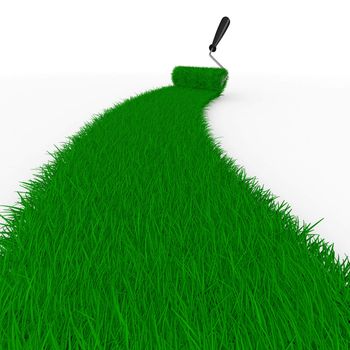 road from grass on white. Isolated 3D image