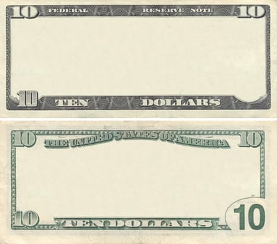 Clear 10 dollar banknote pattern for design purposes