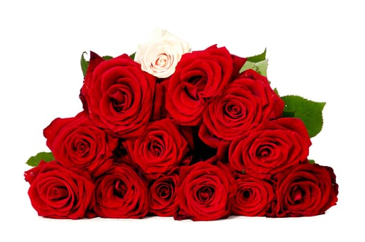 Bouquet of red roses. Taken on a white background.