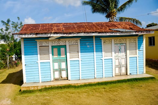 Classical caribbean wooden house. Dominican Republic.