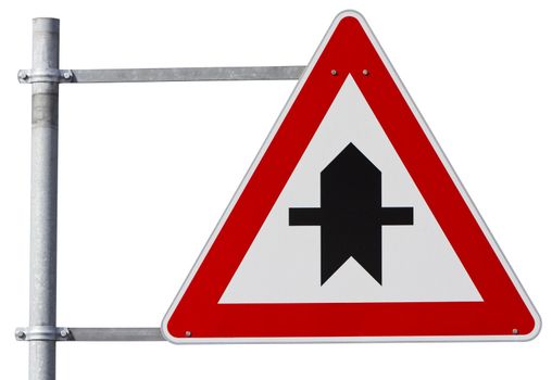 german right of way sign isolated on white with clipping path