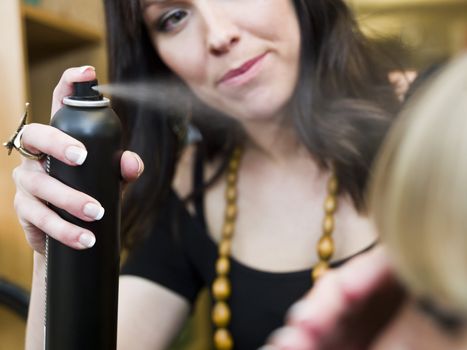 Hairspray close up at the salon