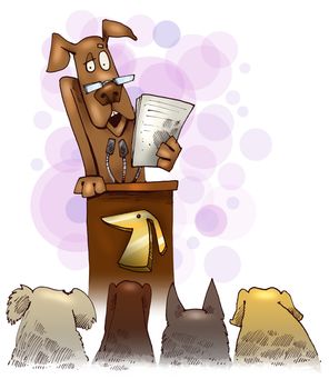 humorous Illustration of dog giving a speech