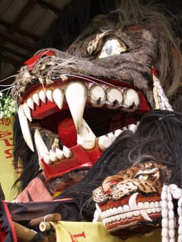 Two tiger mask, traditional mask from jawa tengah.