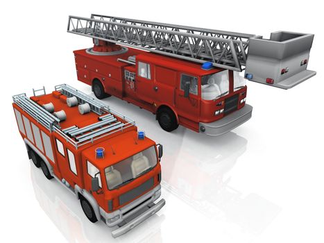 fire trucks on a white background