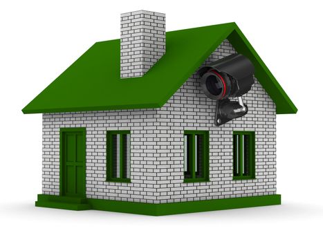 security camera on house. Isolated 3D image
