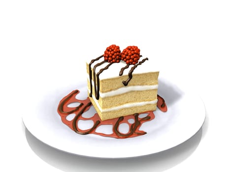 cake  with cream and raspberries