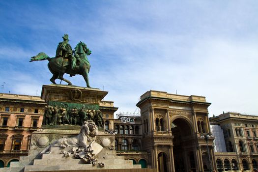 A view on the main square of Milan, the Piazza del Duomo