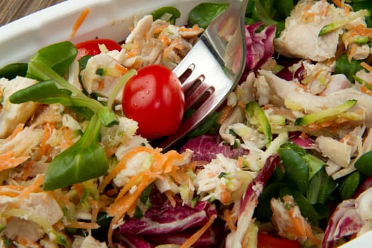 fresh salad with grilled chicken