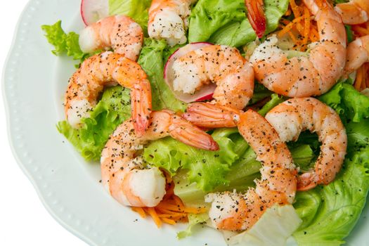 salad of shrimp, mixed greens