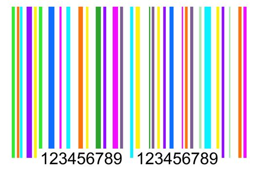 front view of simple colored barcode, tag for products